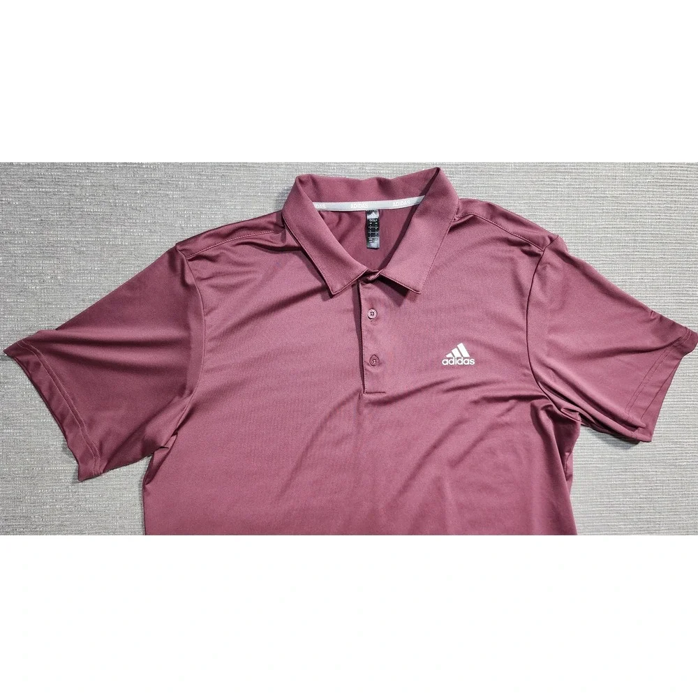 Adidas Golf‎ Mens Large Maroon Burgundy Short Sleeve Performance Polo Shirt L